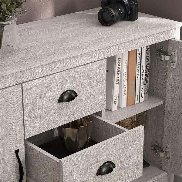 Rustic Storage Sideboard Cabinet 2 Doors 3 Drawers Adjustable Shelves
