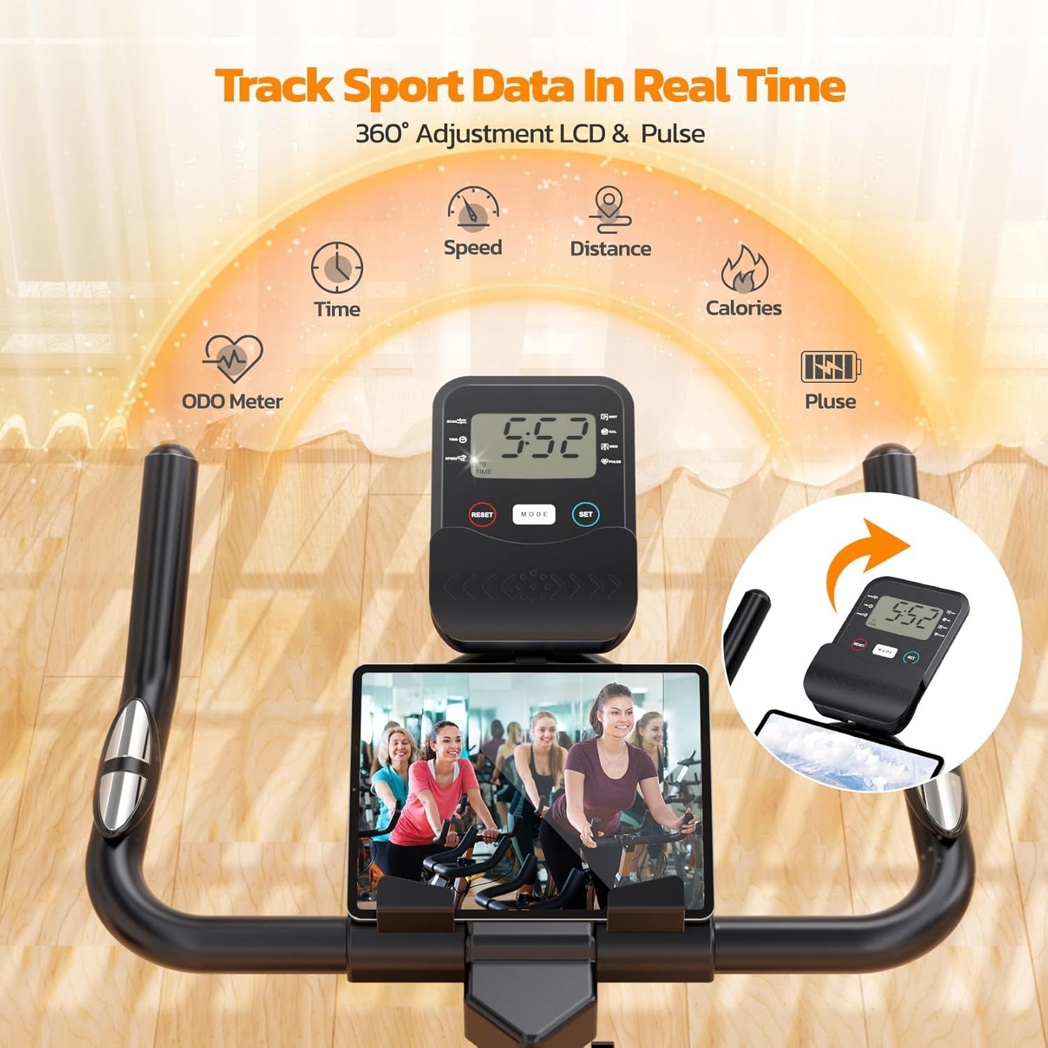 Quiet Magnetic Exercise Bike for Home w/ LCD Monitor, Heart Rate & 8kg Flywheel