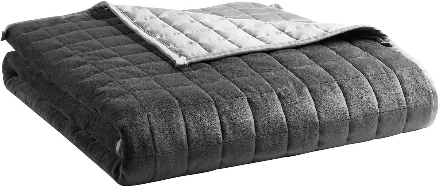 9kg Cooling Velvet Weighted Blanket, Dark Grey/Light Grey 152x203cm