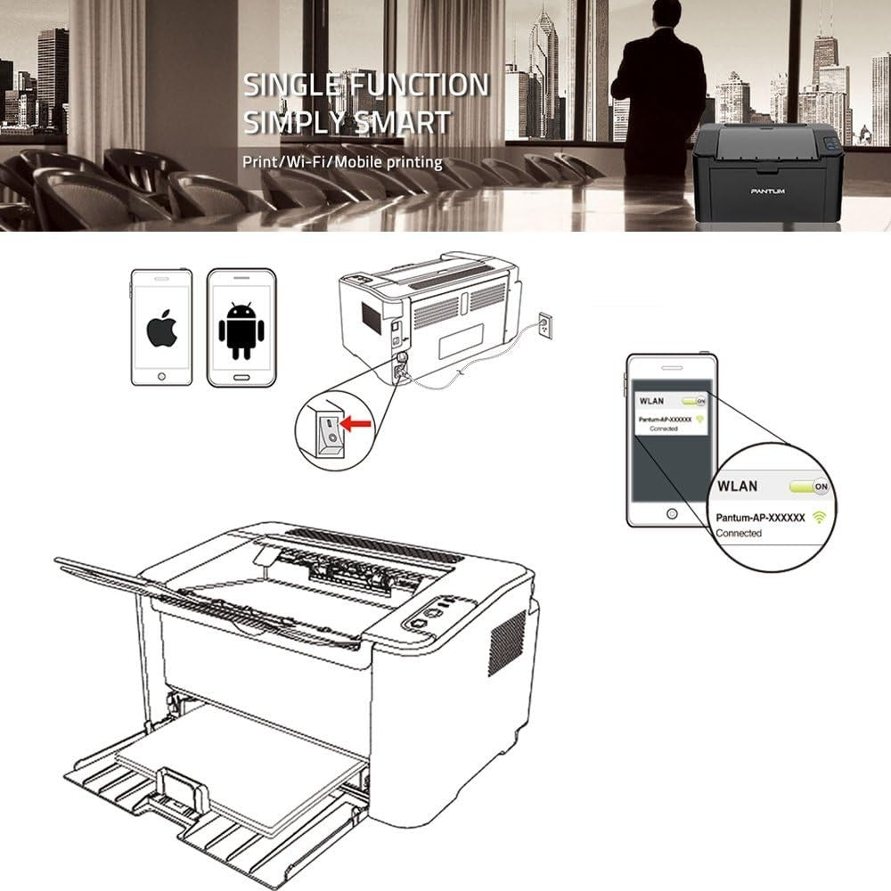 Negra Mono Wireless Laser Printer A4 High-Speed Duplex Wi-Fi