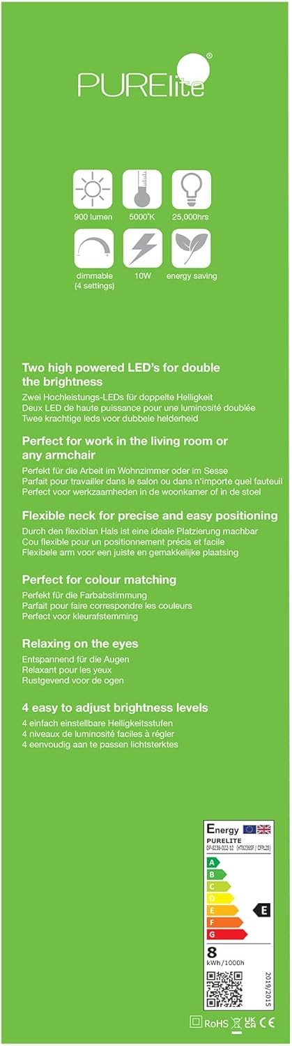 Natural Daylight Floor Lamp Twin LED Dimmable Reading Sewing Craft Light