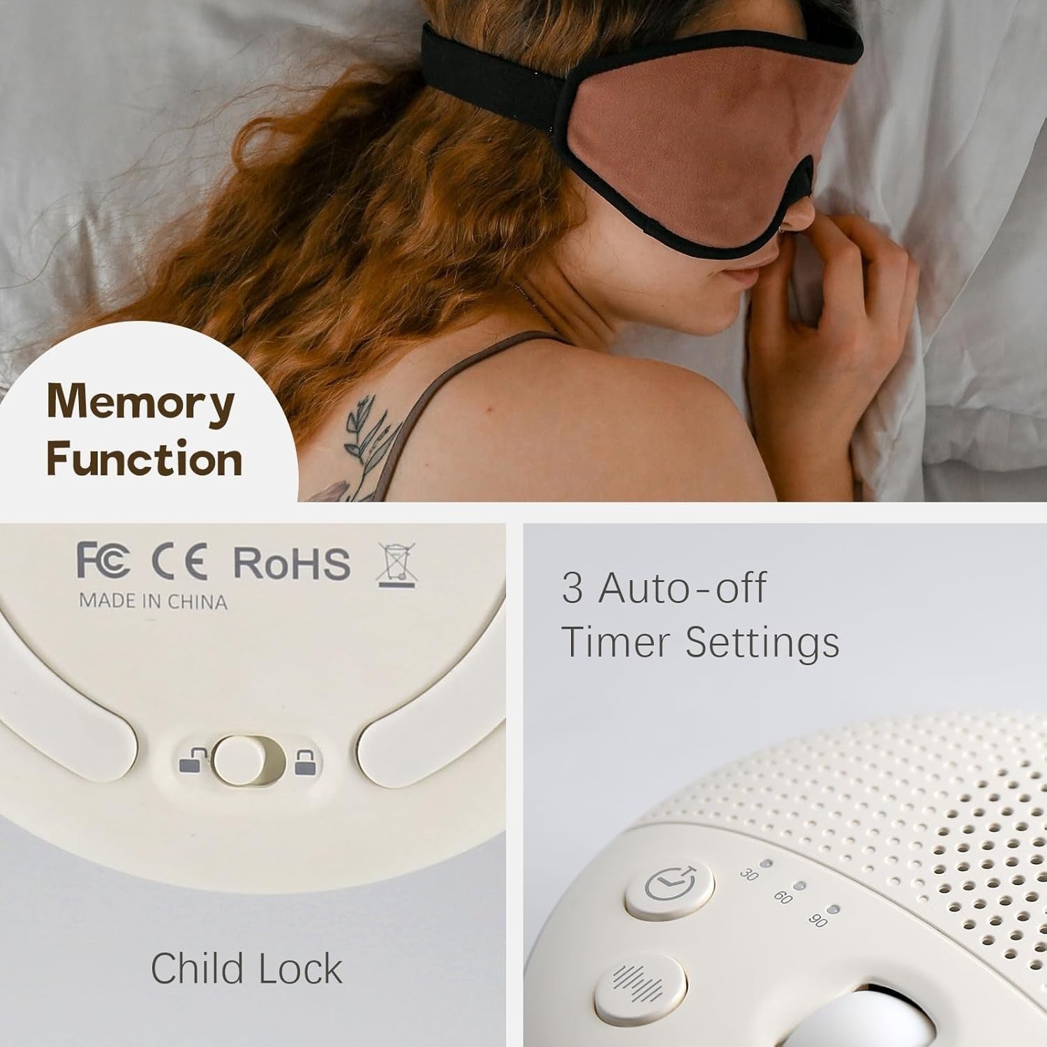 Portable White Noise Machine for Baby & Adult, 21 Sleep Sounds + Night Light