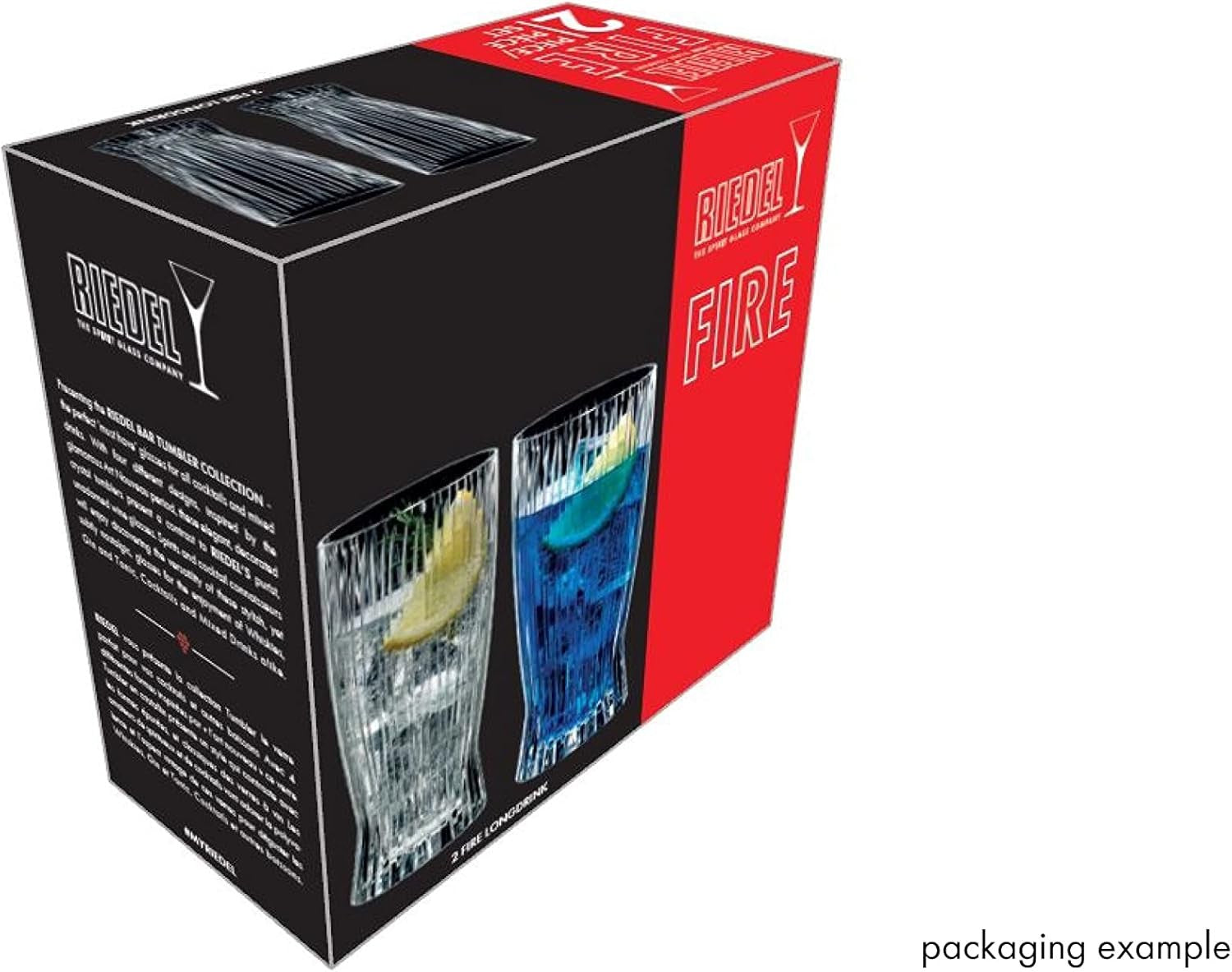 Crystal Longdrink Glasses Set of 2 | 360ml Fire Design | Premium Cocktail Tumble