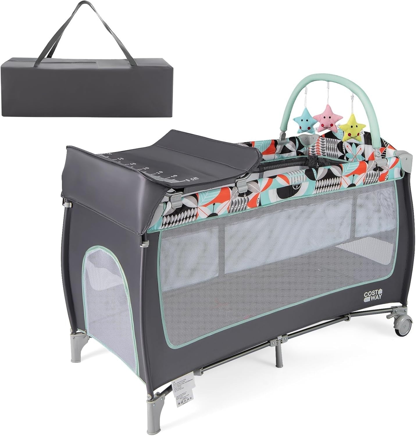4in1 Travel Cot Baby Bedside Foldable Crib Bassinet Portable Playard Blue
