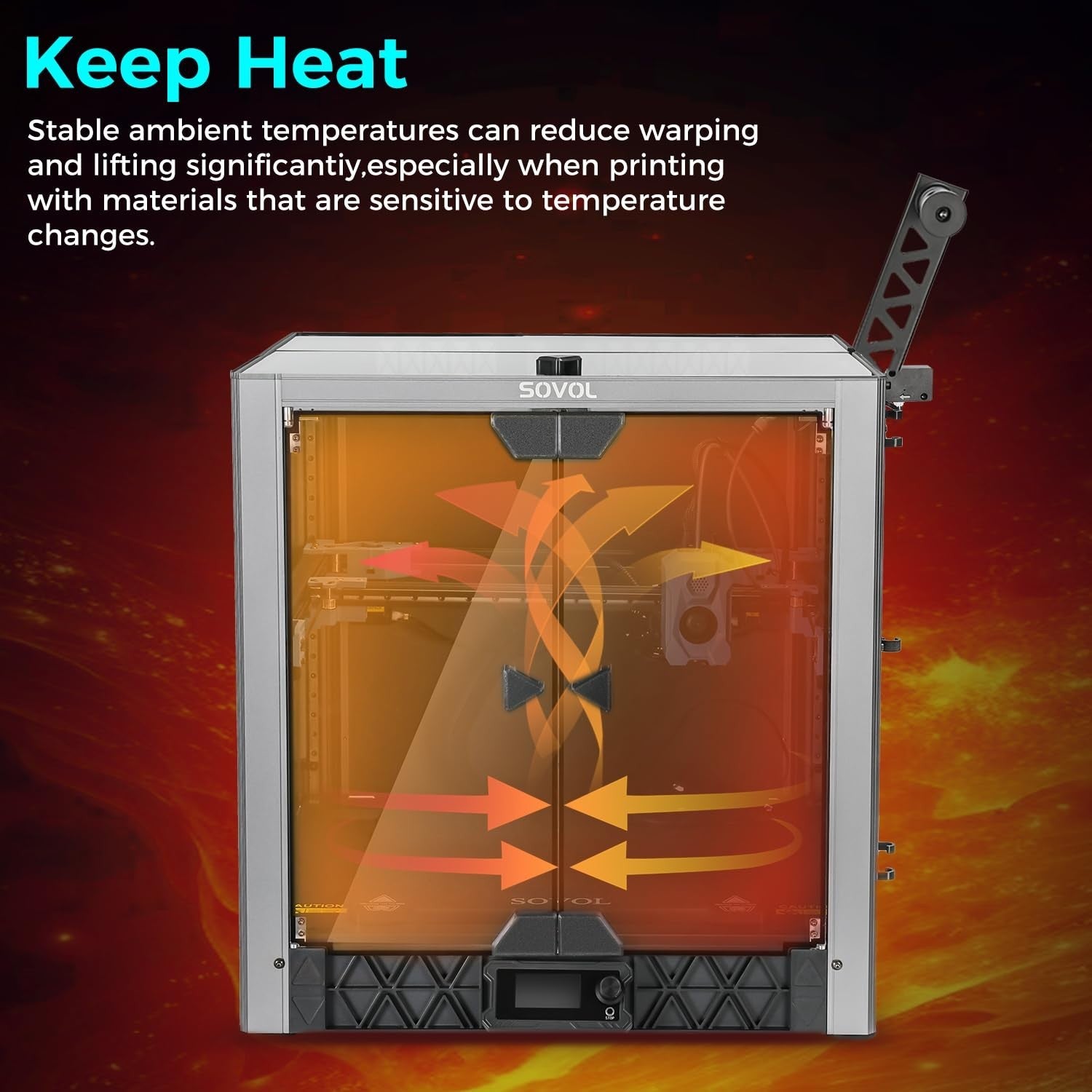 3D Printer Metal Enclosure Tempered Glass Noise Reduction Heat Control