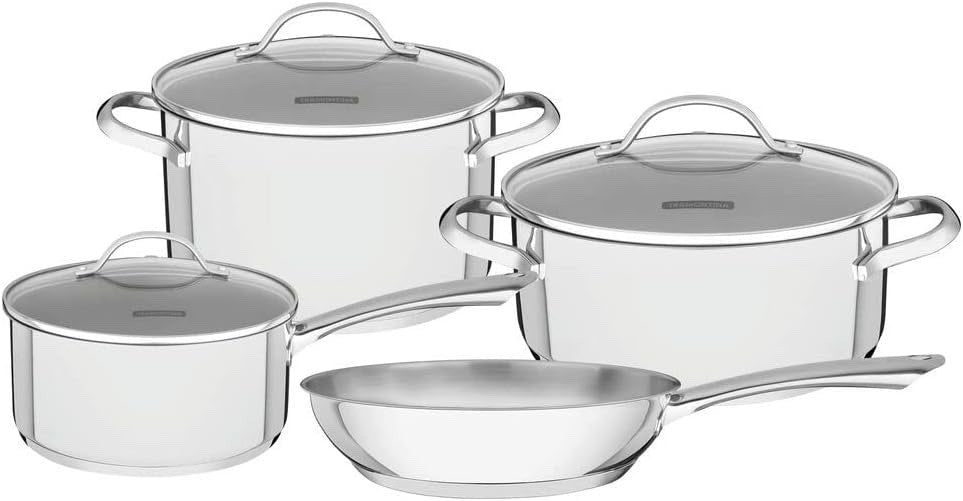4Pcs Stainless Steel Cookware Set with Lids Induction & Dishwasher Safe