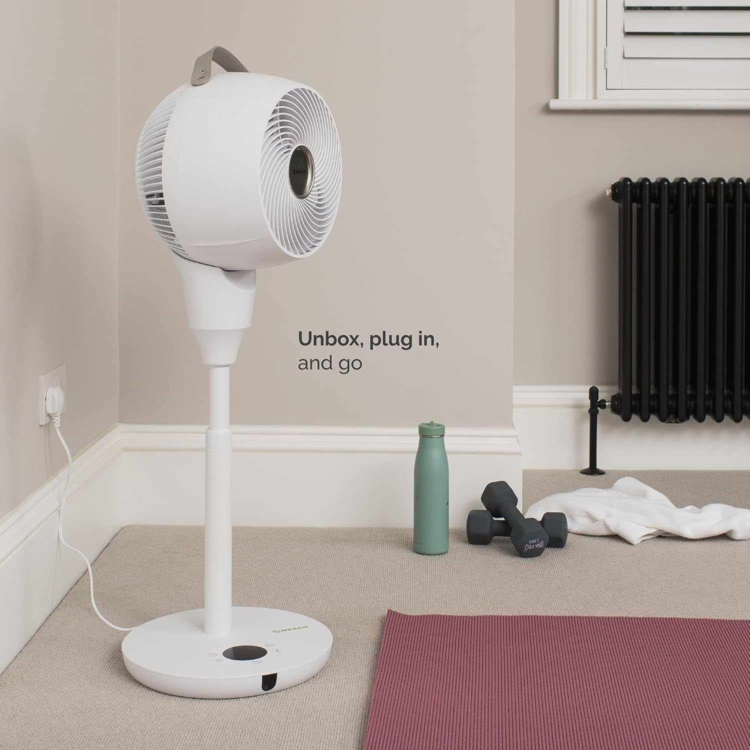 Silent 12-Speed Pedestal Cooling Fan w Remote Oscillating Air Circulator White