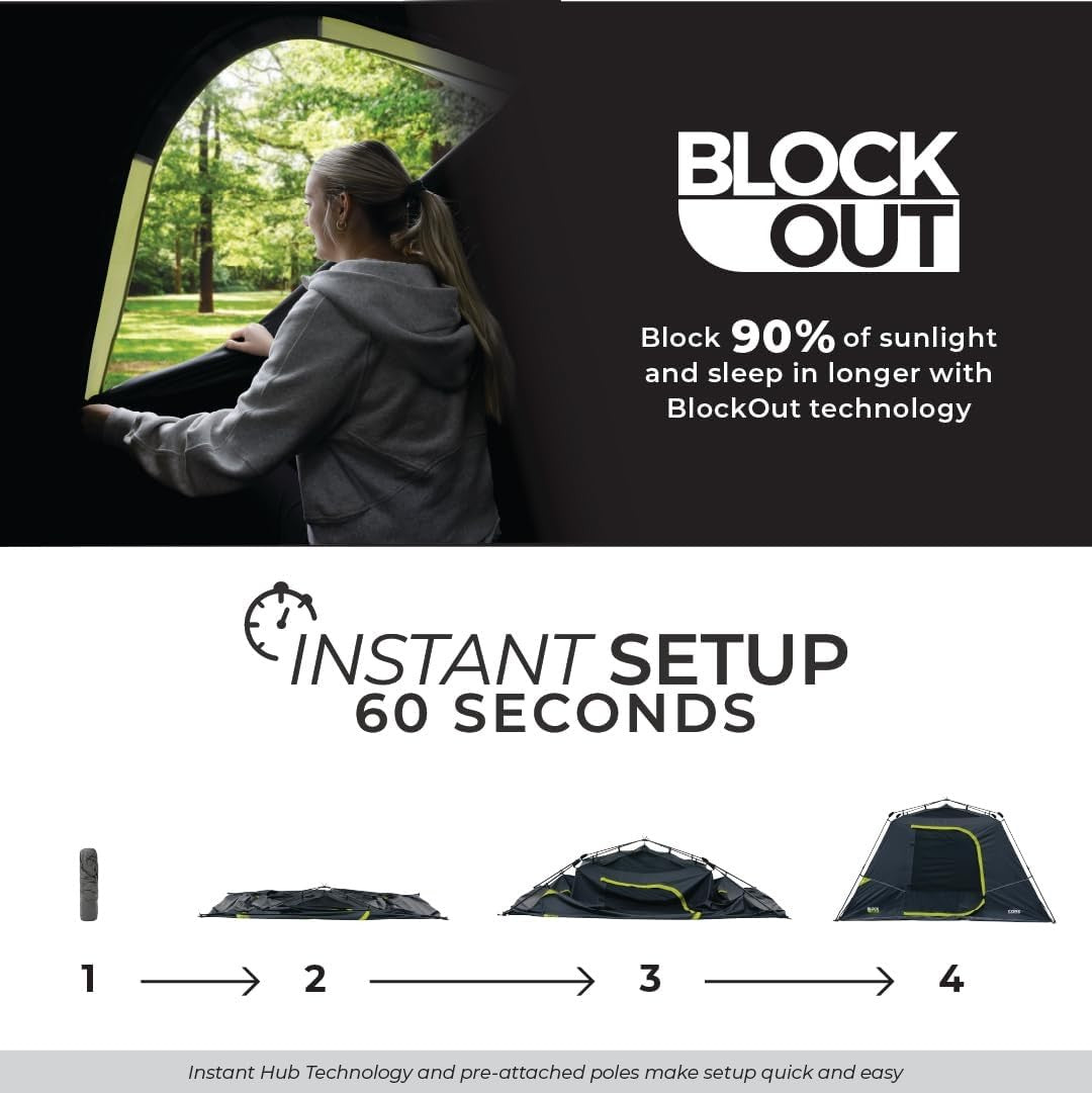 6 Person Blackout Pop Up Camping Tent Instant Cabin Family