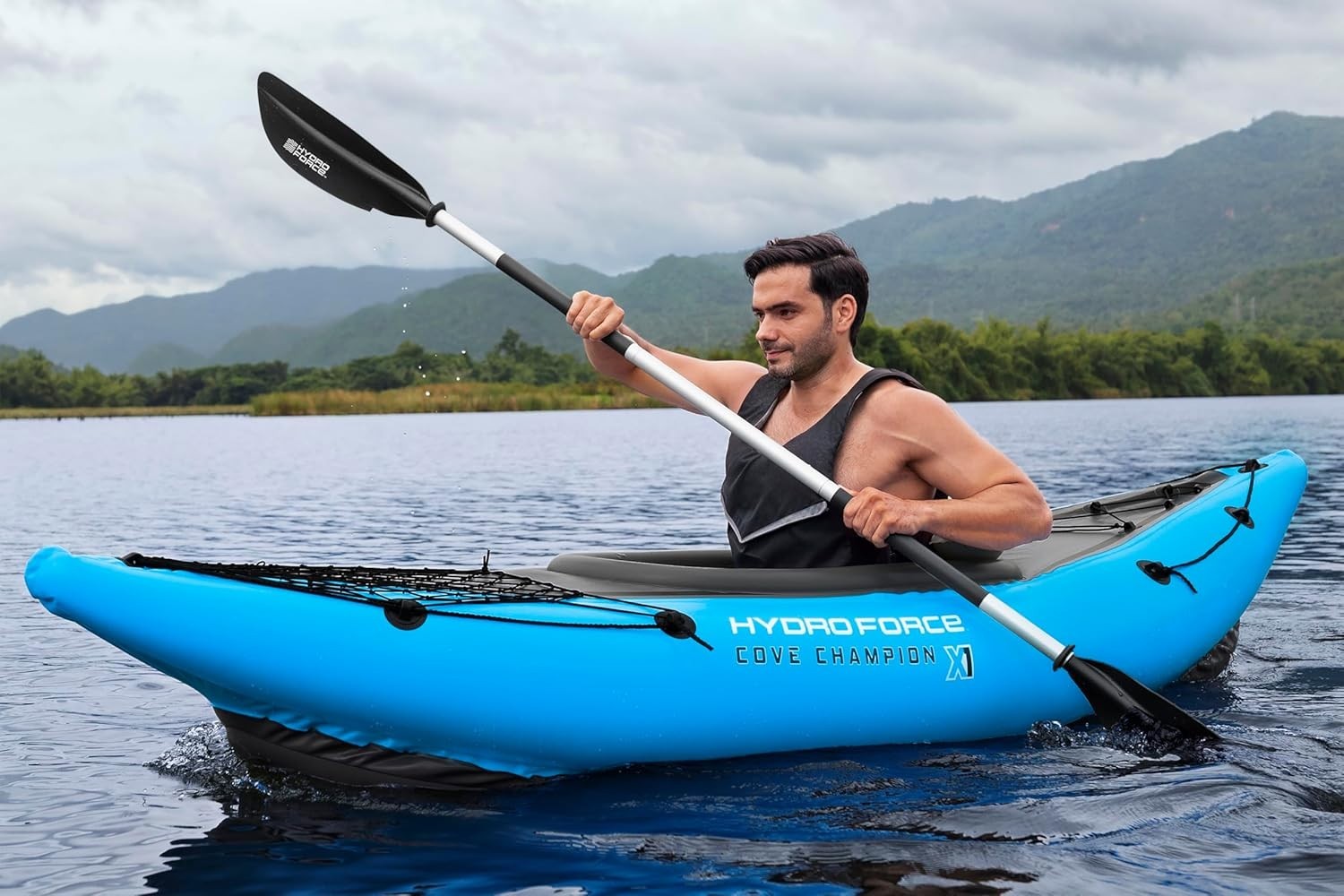 1 Person Inflatable Kayak Set w/ Paddle Pump Seat Bag Blue