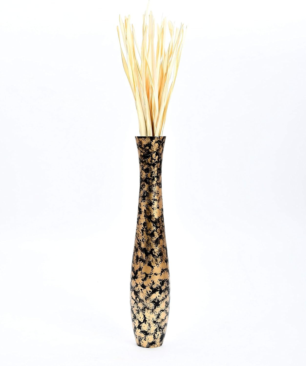 Large Gold Black Floor Vase 85cm Tall Wooden Decor for Pampas Grass