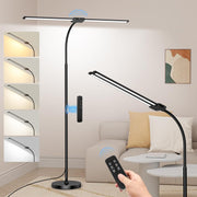 LED Dual Head Floor Lamp Dimmable Remote Gesture Control Reading Light