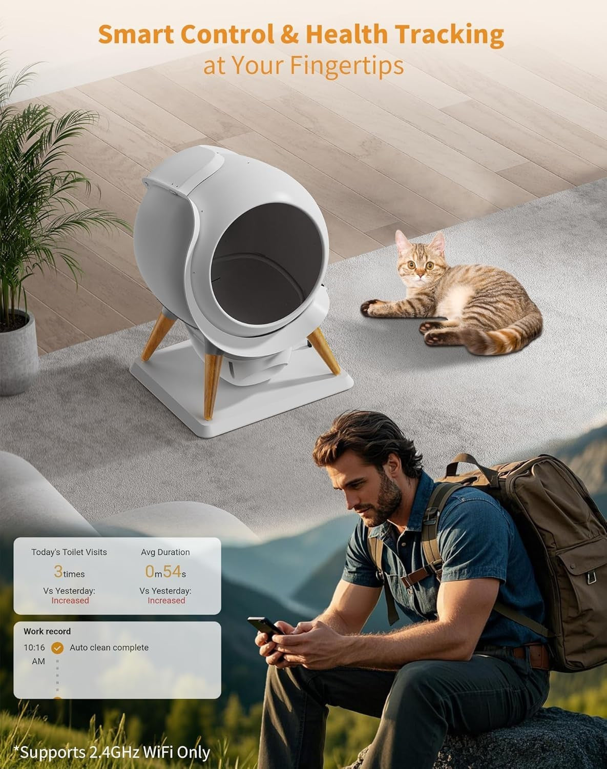 Automatic Self Cleaning Cat Litter Box Smart App Control Waterproof XL