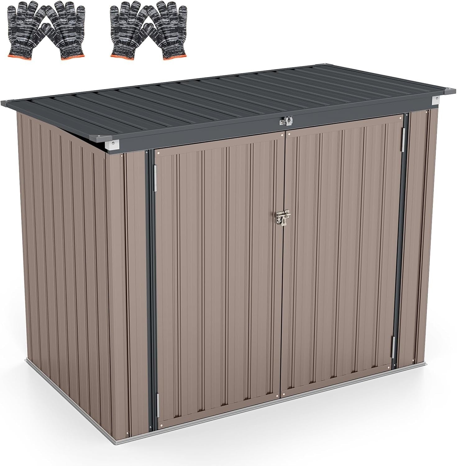 6x3 ft Metal Garden Shed Outdoor Storage Lockable Doors & Flip Lid
