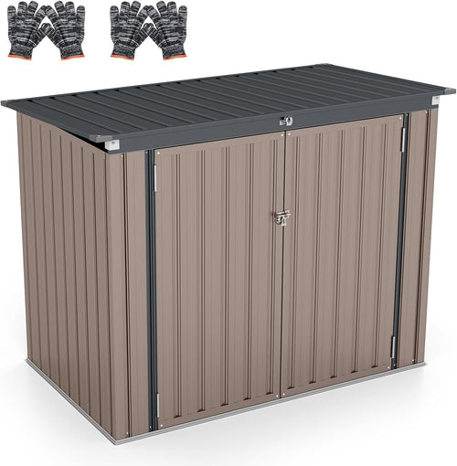 6x3 ft Metal Garden Shed Outdoor Storage Lockable Doors & Flip Lid