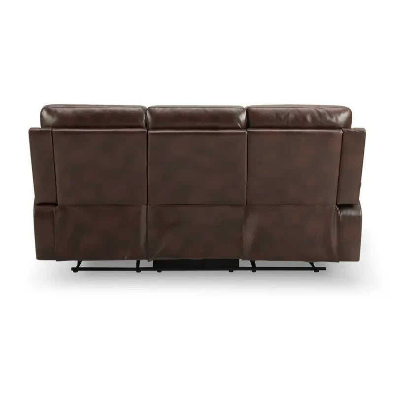 3 Seater Recliner Sofa Faux Leather Manual Brown | Padded Lumbar Support