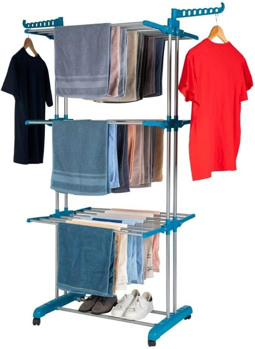 4 Tier Clothes Drying Rack Foldable Airer Large 15m Indoor Outdoor Laundry