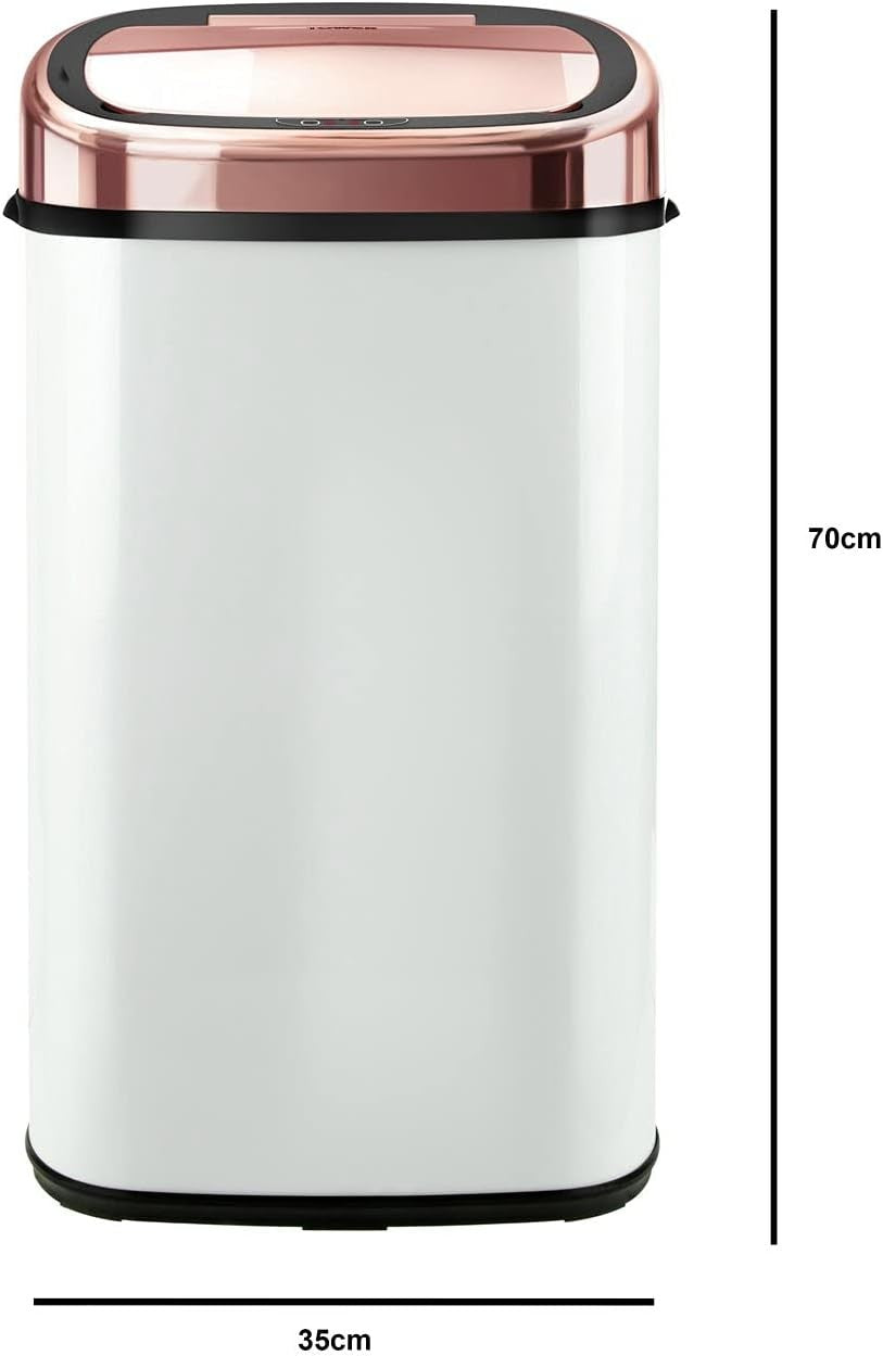 58L Sensor Kitchen Bin Automatic Soft Close White Rose Gold