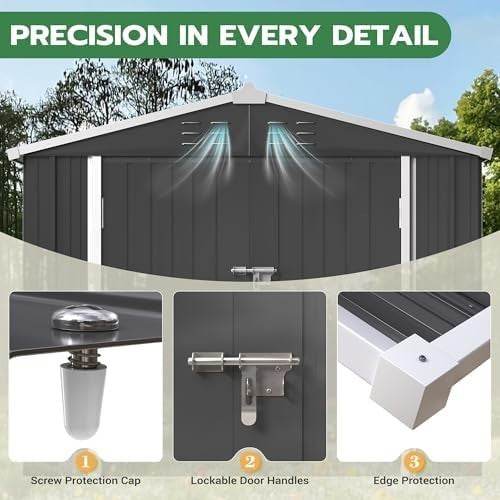Metal Garden Storage Shed 6x4ft Waterproof Outdoor Tool & Bike Shed with Lock