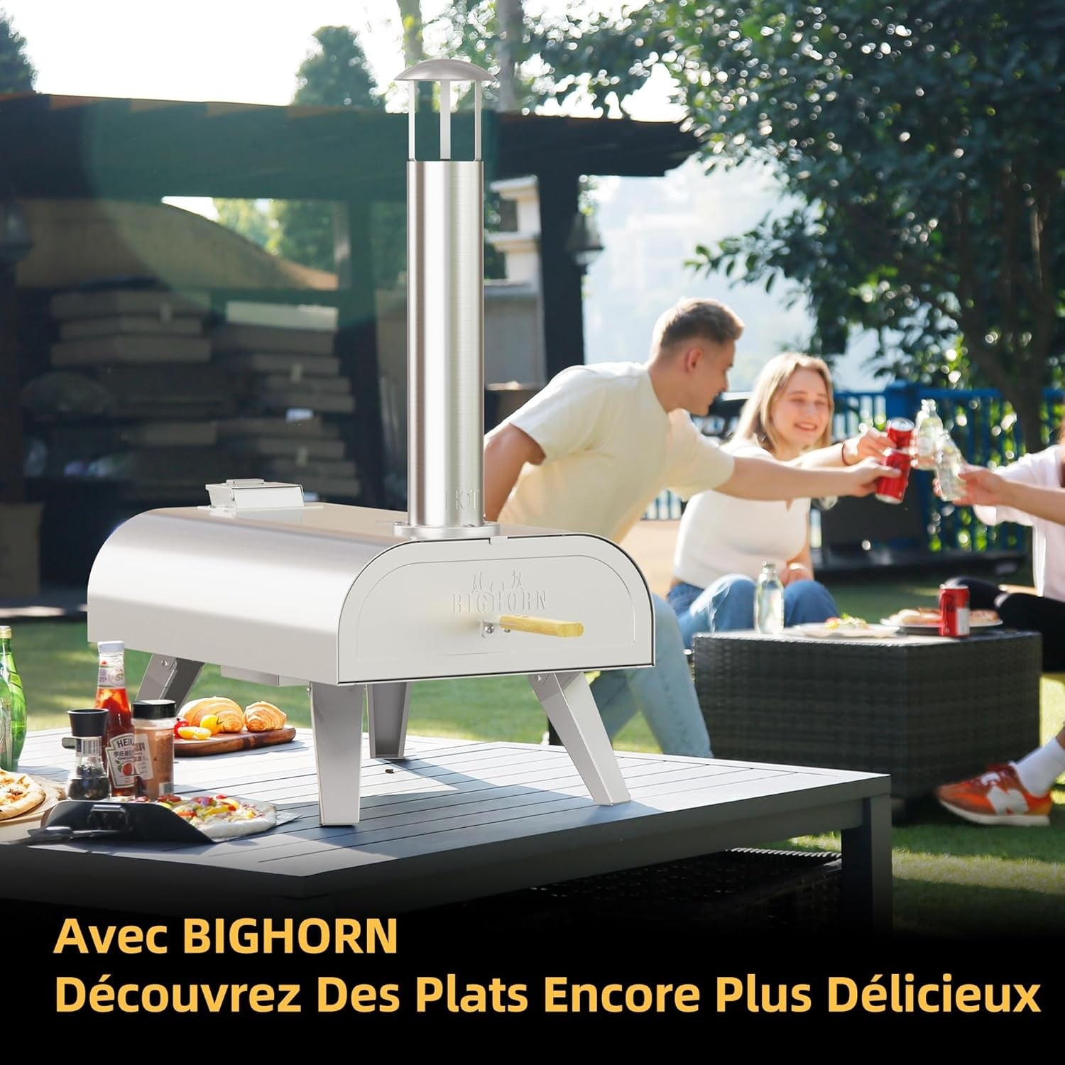 Stainless Steel Outdoor Pizza Oven | Portable Wood Pellet Pizza Maker BBQ