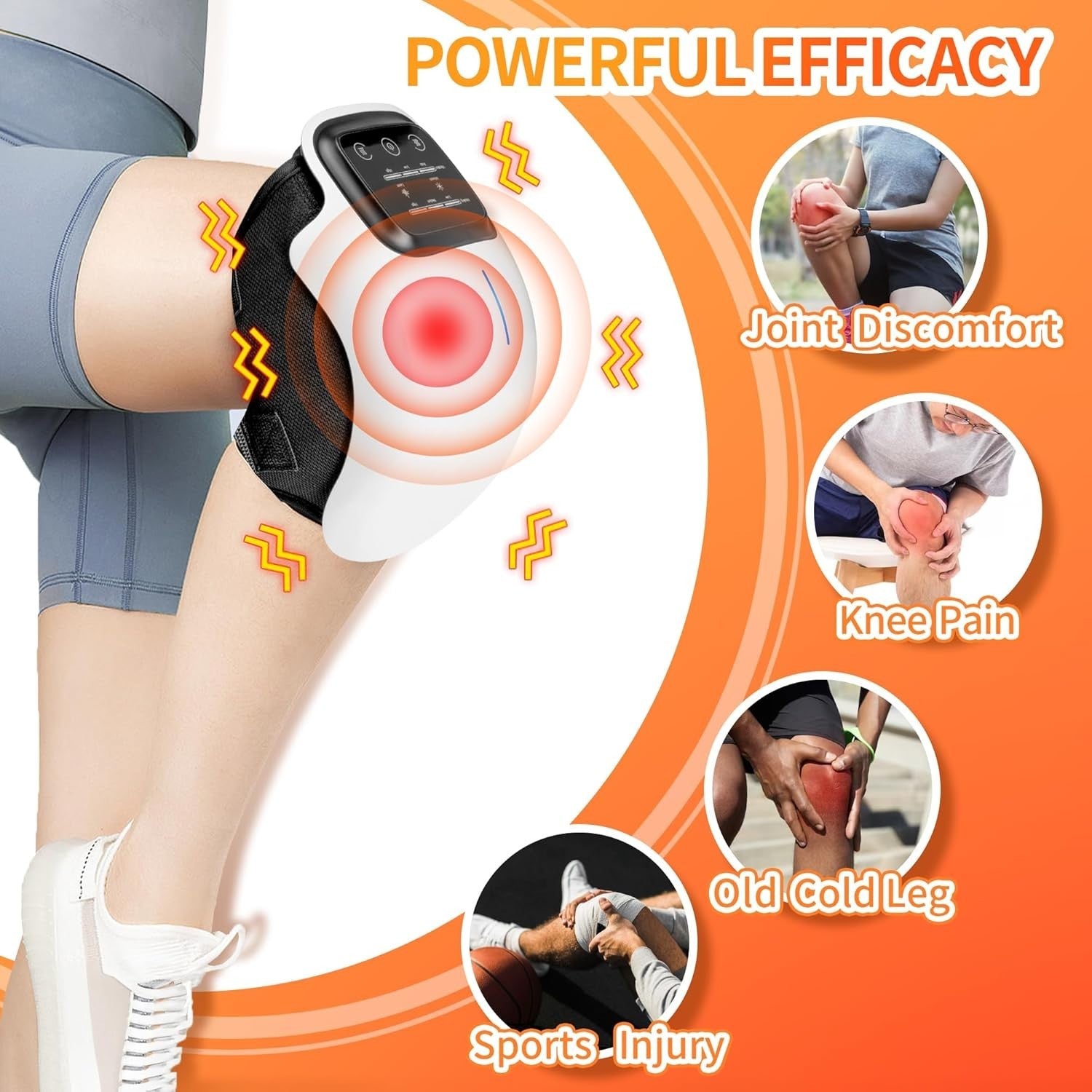 Cordless Knee Massager Vibration Therapy Wrap with Heat Pain Relief Arthritis