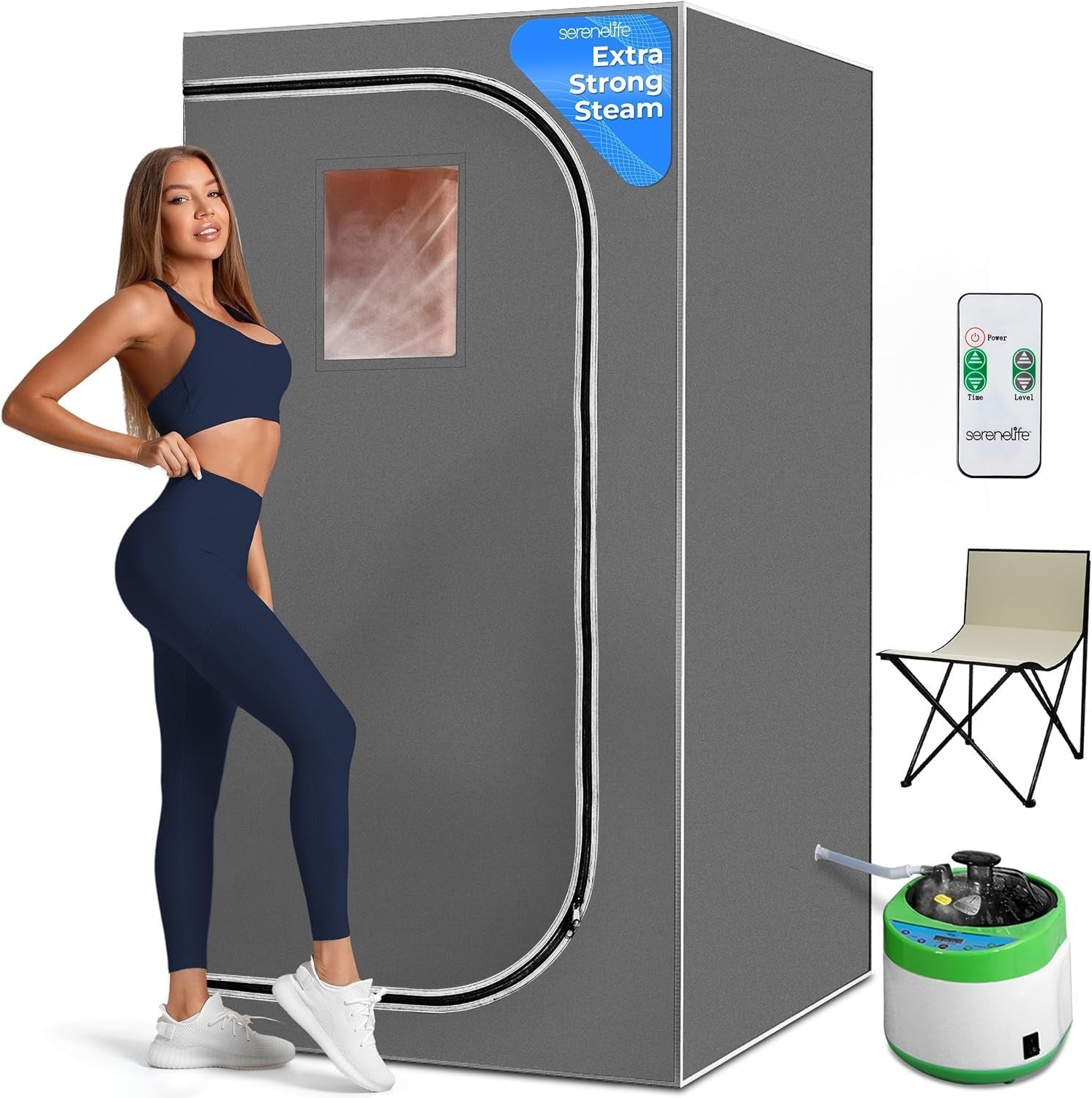 Portable Infrared Home Sauna Box – One-Person Steam Sauna with Chair & Foot Pad
