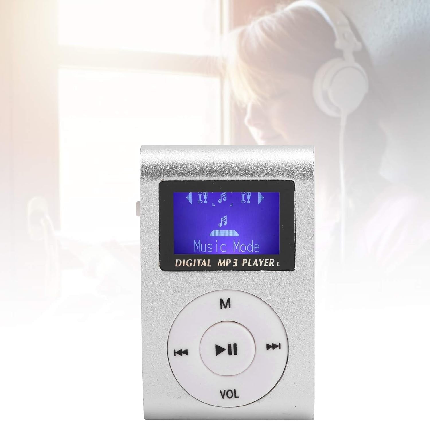 Portable Mini MP3 Player with Sports Clip, LCD Screen & Earphones – Silver