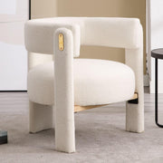 White Faux Fur Accent Armchair – Semi-Circle Modern Lounge Chair for Bedroom