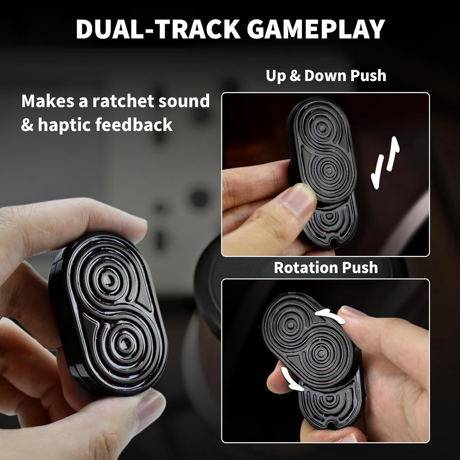 Black Crystal Infinity Fidget Slider Ratchet Clicker Stress EDC