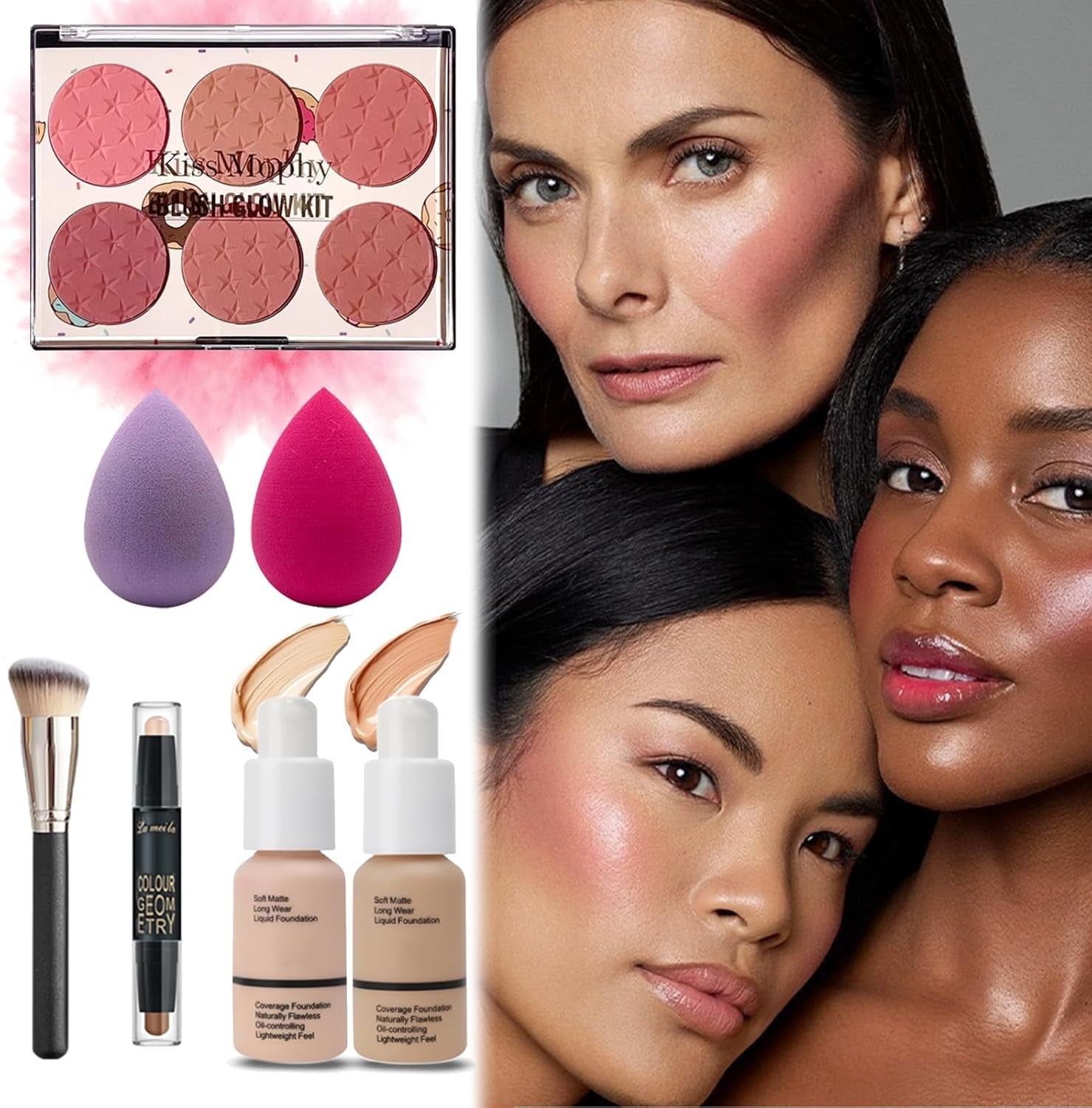 All-in-One Makeup Kit – Eyeshadow, Lipstick, Brushes & Case