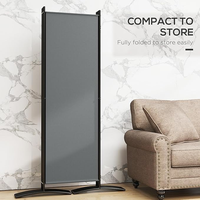 6 Panel Dark Grey Folding Room Divider – Freestanding Outdoor Privacy Screen