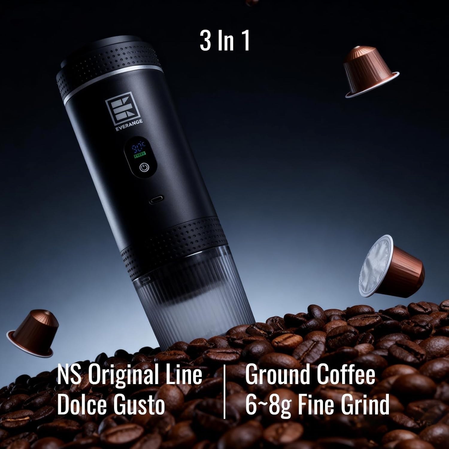 Portable 20Bar Electric Espresso Maker with LCD | Travel Coffee Machine for Pods
