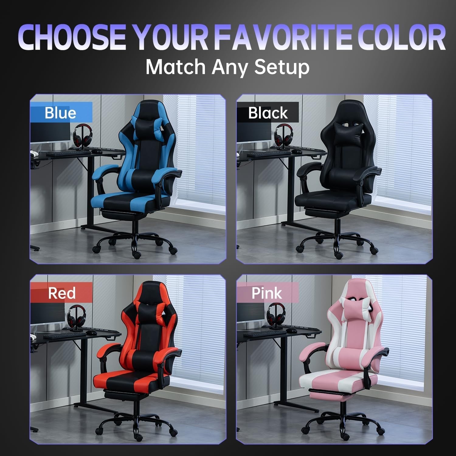 Ergonomic Gaming Chair Recliner Swivel Desk Chair Lumbar