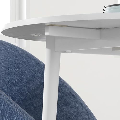 Round Folding Drop Leaf Dining Table for Small Kitchens and Spaces