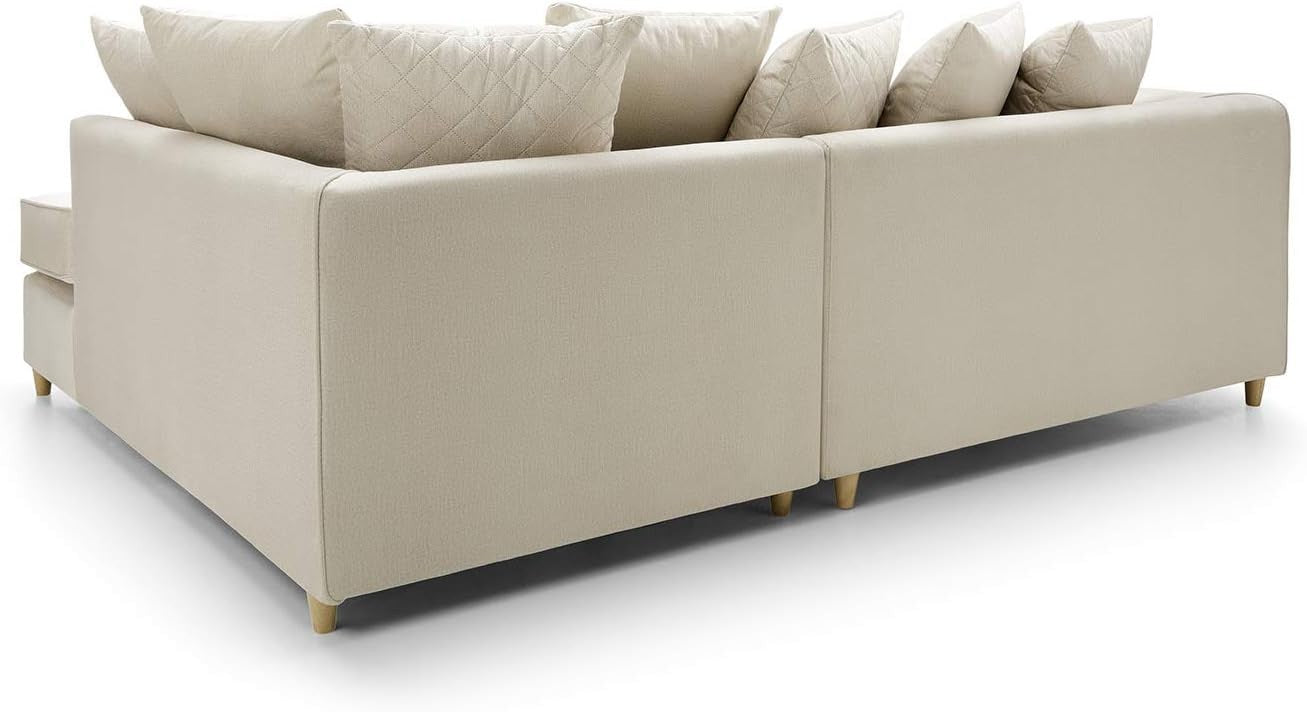 Cream Velvet L-Shaped Corner Sofa Water-Repellent 3 Seater Right Hand