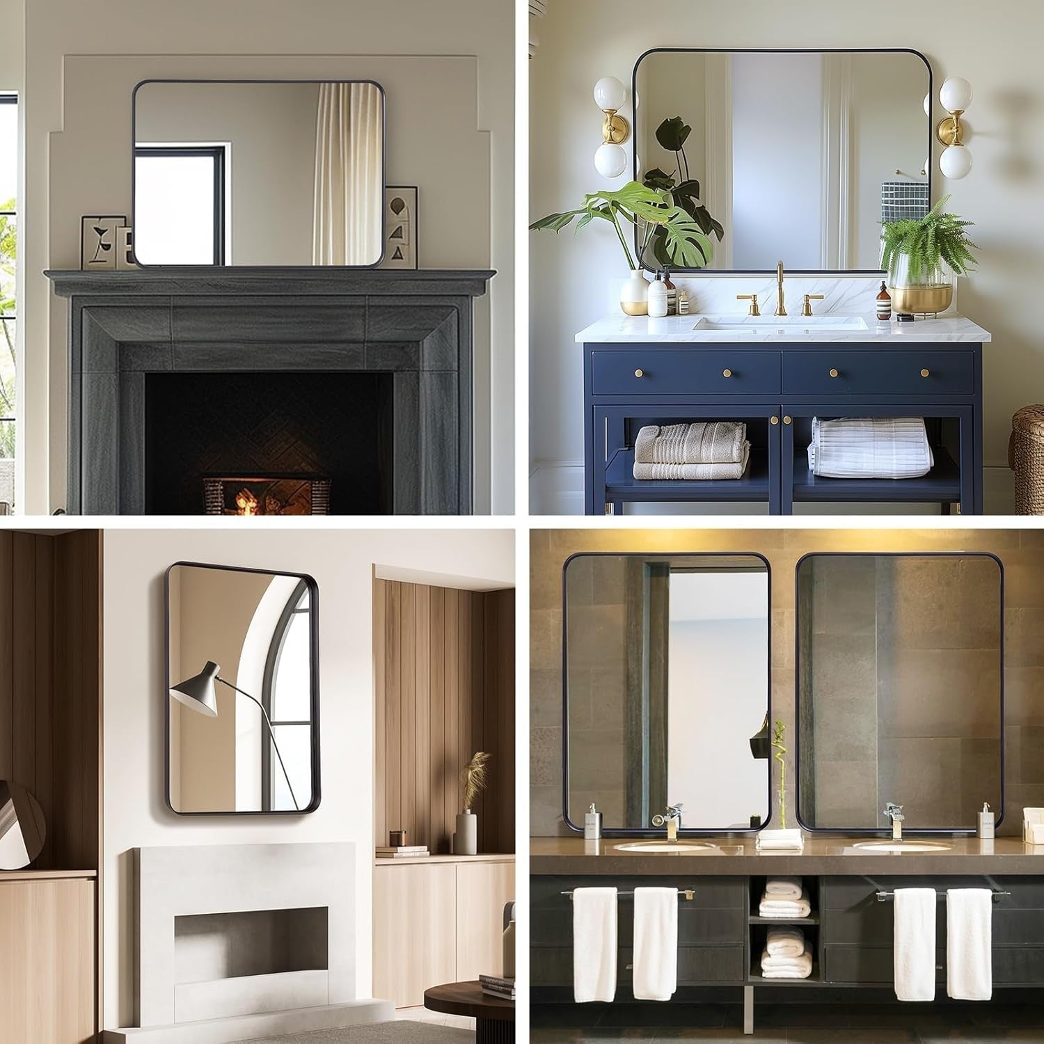 Large Wall Vanity Mirror 75x100 cm Metal Frame, Shatterproof, Horizontal