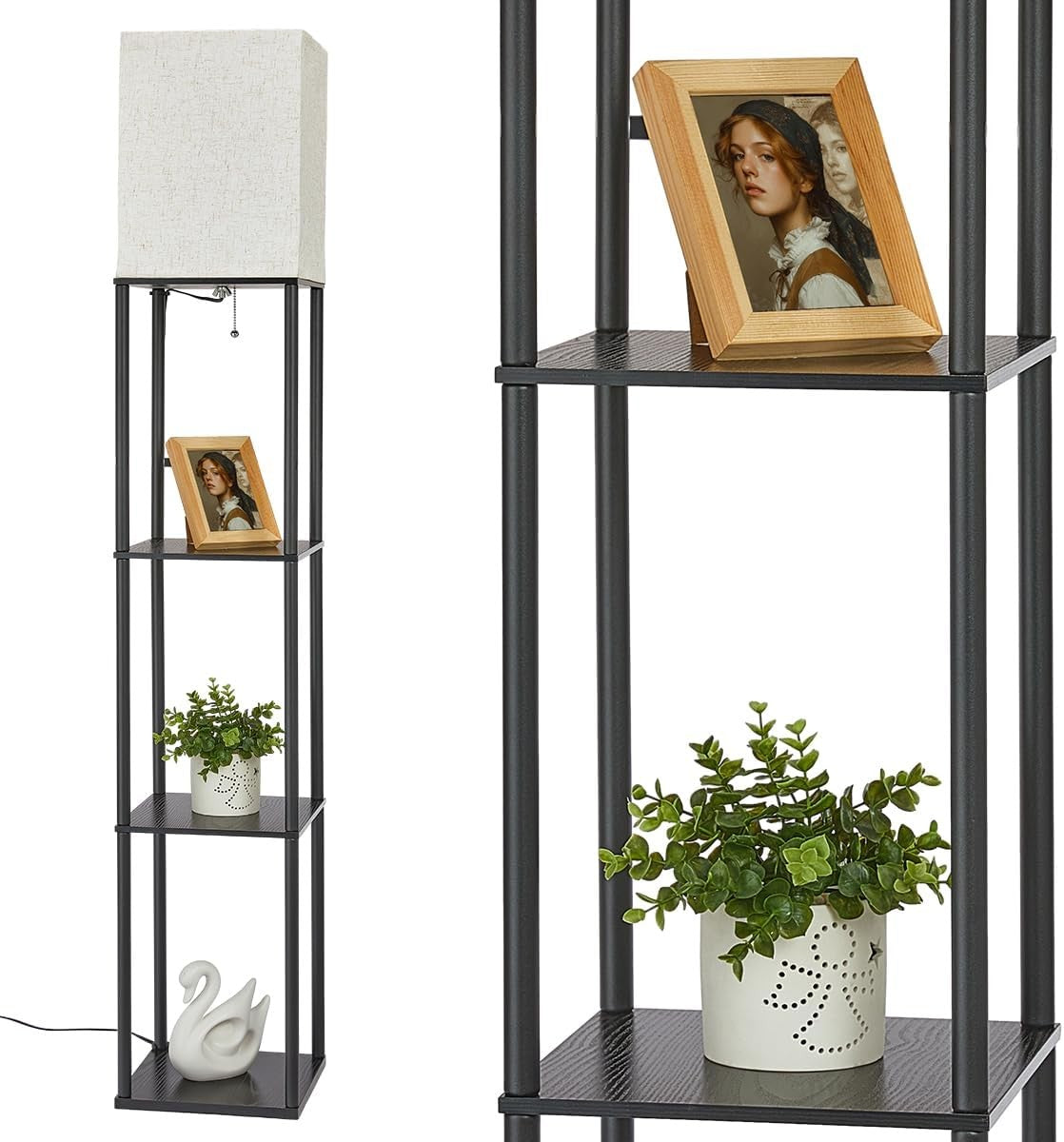 LED Floor Lamp with Shelves Dimmable Standing Light for Living Room