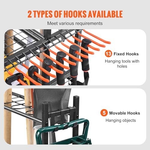 Garden Tool Organizer 65x40x97cm 16-Slot Rack with Wheels Garage Storage