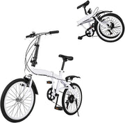 20” Folding Bike 6-Speed Carbon Steel Frame Adjustable Height Mudguards