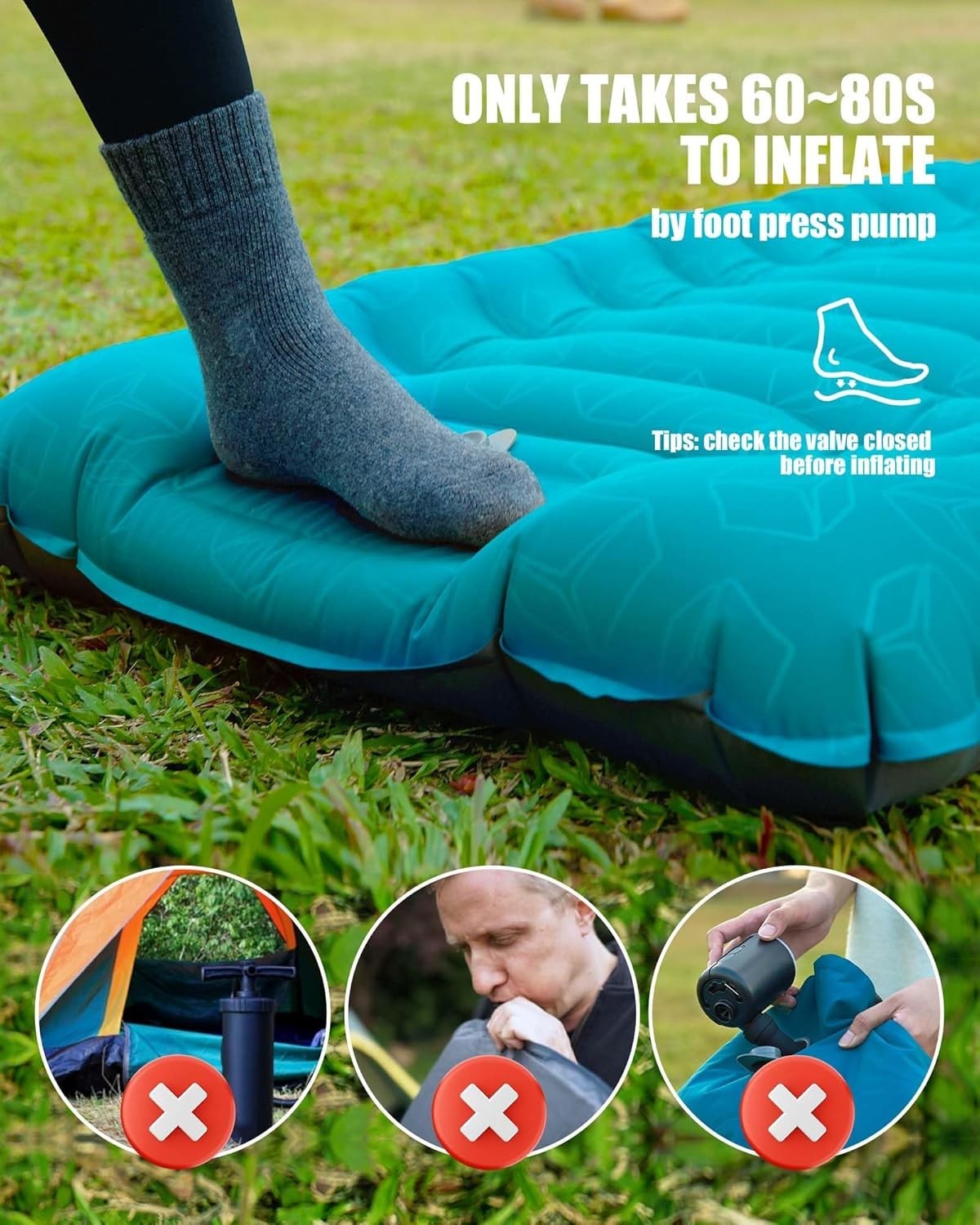Extra Thick Self-Inflating Camping Mat 12CM Pillow Waterproof Lightweight