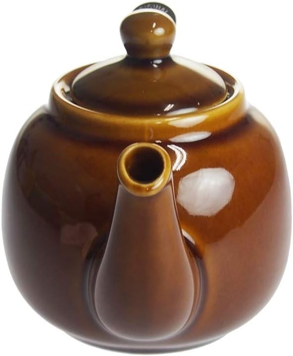 Ceramic Teapot with Infuser 600ml Brown Farmhouse Loose Leaf Tea Pot