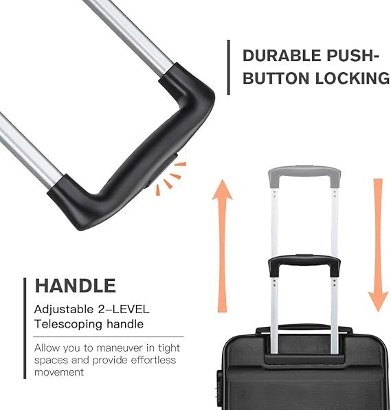 66cm Airline Approved Hard Suitcase ABS+PC 4 Spinner Wheels TSA Lock