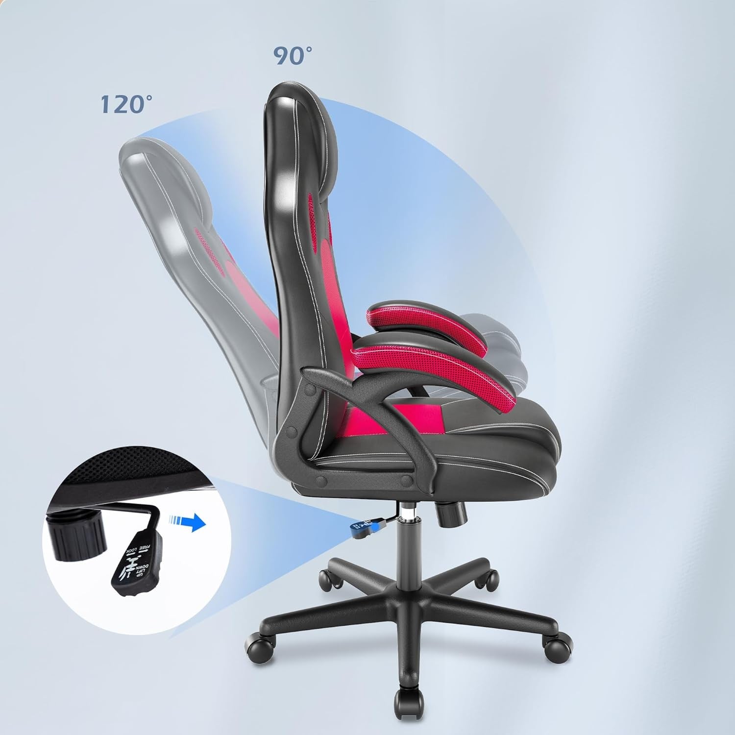 Ergonomic Gaming Office Chair High Back Mesh Lumbar Faux Leather