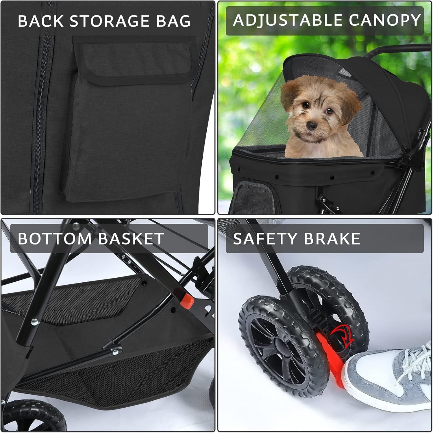 Pet Stroller for Medium Dogs up to 20kg Foldable 4 Wheel Dog Cat Pram