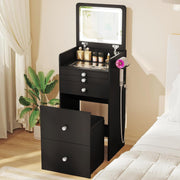Vanity Makeup Desk w/LED Mirror USB Charging Station Small Spaces