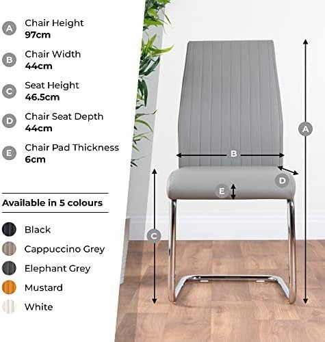 Modern White Faux Leather Dining Chairs Set of 2 with Chrome Legs
