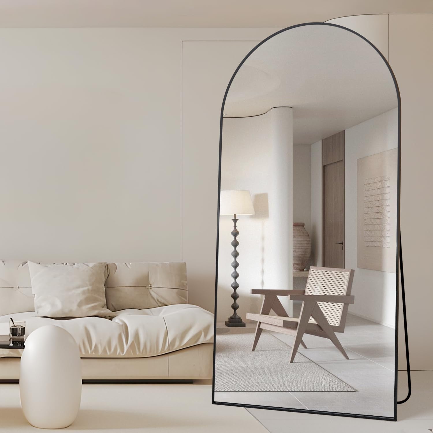 Large Arched Floor Mirror 193x86cm Full Body Wall or Stand Decor