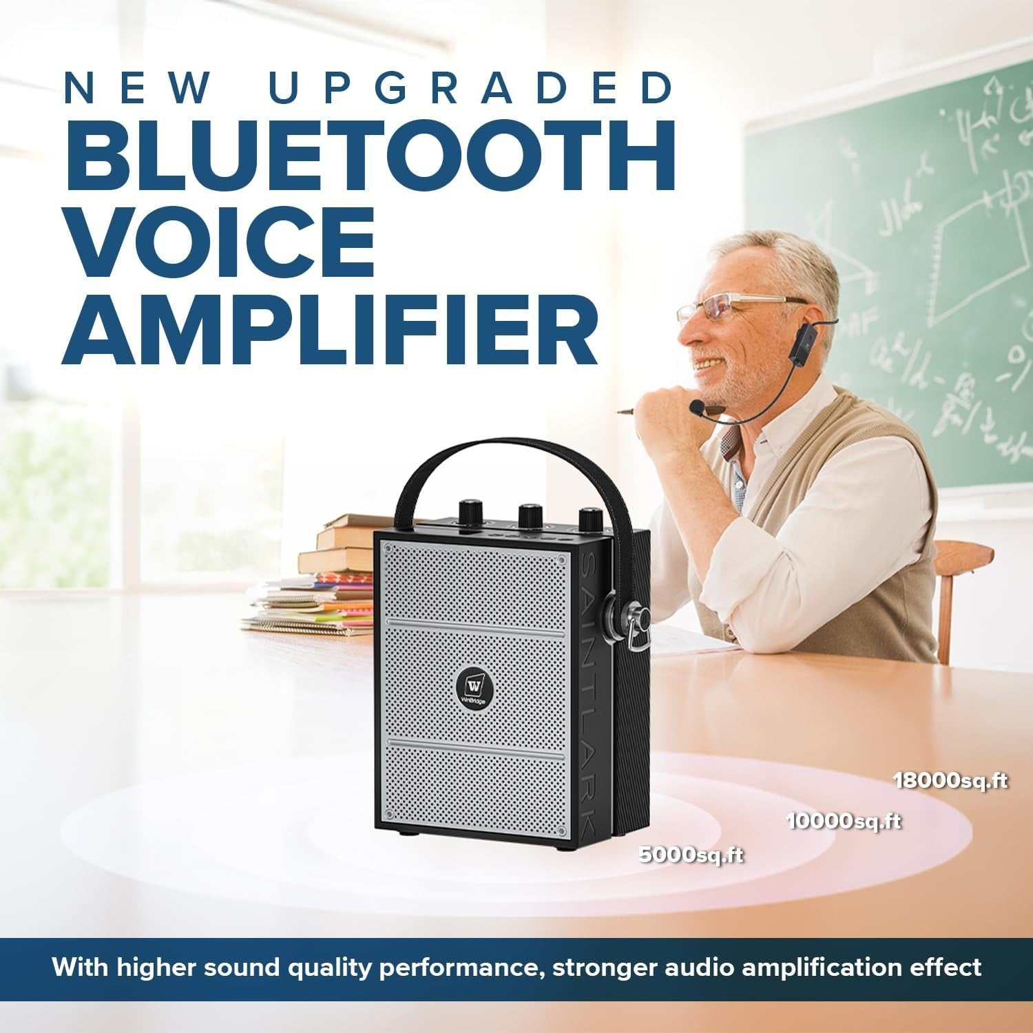 40W Bluetooth 5.3 Voice Amplifier Wireless Mic PA System 15M