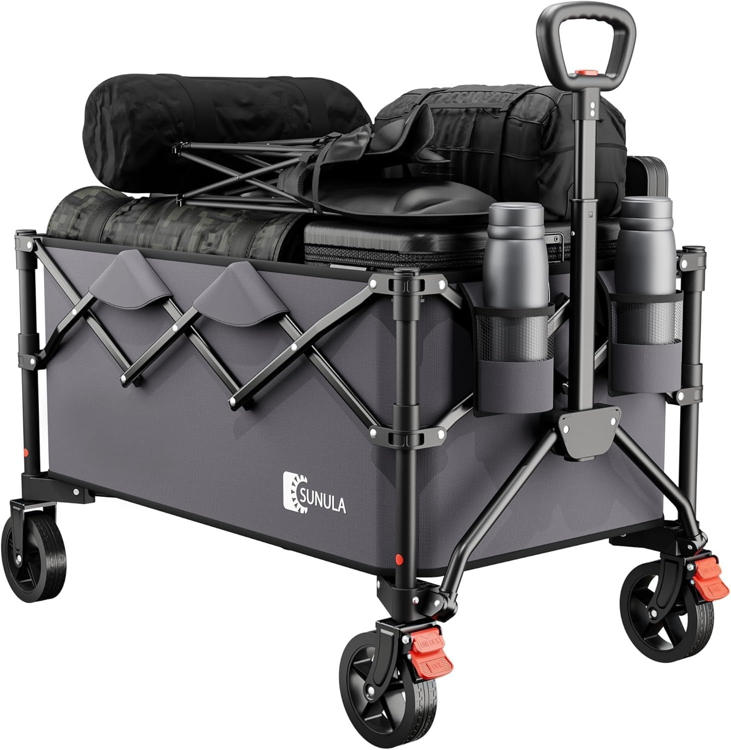 Heavy Duty Folding Camping Wagon 250L 440lbs All-Terrain Wheels Beach Cart