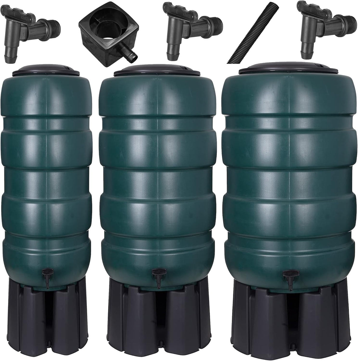 230L Green Garden Water Butt Set with Stand, Tap & Filler Kit