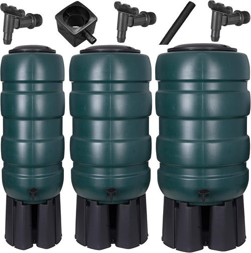 230L Green Garden Water Butt Set with Stand, Tap & Filler Kit